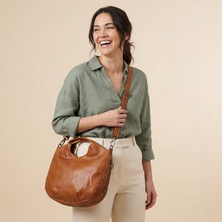 Darby Handcrafted Leather Crossbody Bags: Cognac