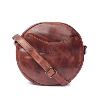 Luna Leather Round Crossbody Bag – Women's – Chestnut, Brown & Hair-On Brown: Brown