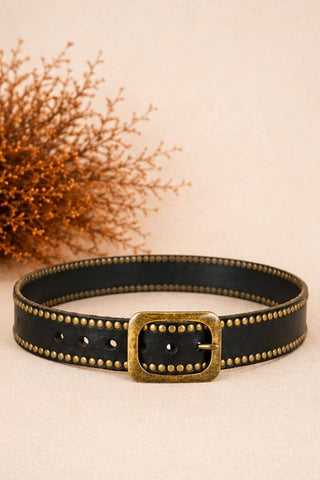 HELIOS Black Leather Belt