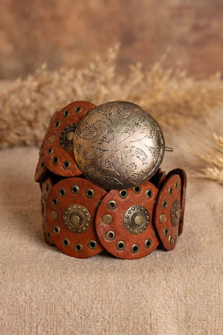 LIGHT BROWN LEATHER BELT NARROW ALPHA