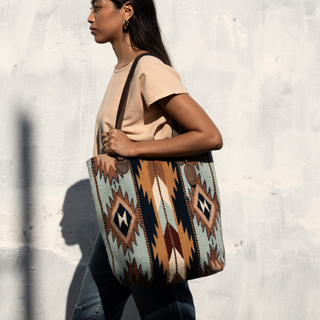 High Desert Wool Bucket Tote–Leather Strap
