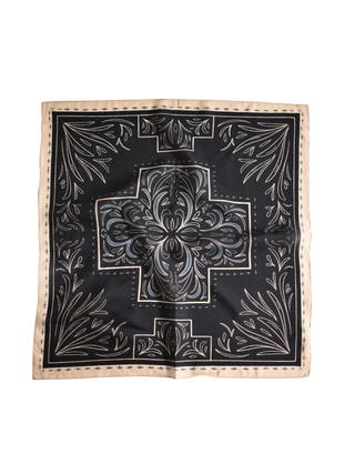 Midnight Vintage Cross Wild Rag Western Silk Scarf
