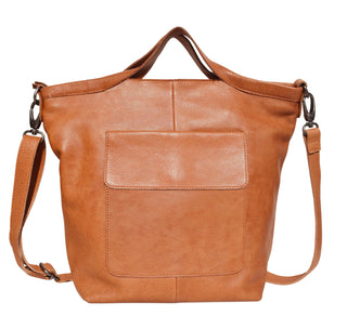 Bianca Handcrafted Leather Tote/Crossbody Bags: Cognac