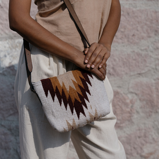 Copal Zapotec Wool Crossbody–Leather Fringe