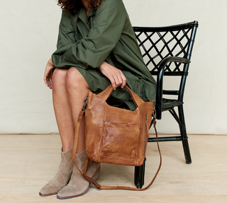 Mason Handcrafted Leather Tote/Crossbody Bags: Cognac