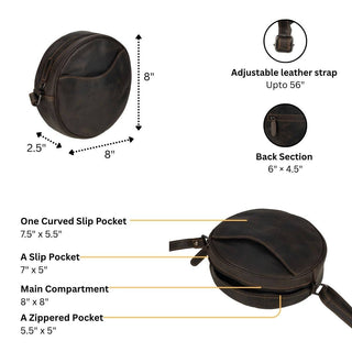Luna Leather Round Crossbody Bag – Women's – Chestnut, Brown & Hair-On Brown: Hair-On Brown