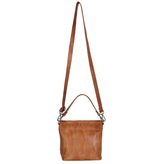 Ivy Diamond Leather Crossbody Bag: Cognac