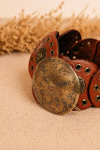 LIGHT BROWN LEATHER BELT NARROW ALPHA