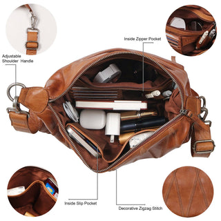 Avery Diamond Leather Crossbody Bag: Cognac