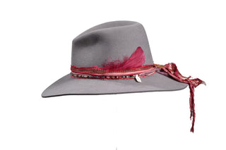 Rabbit Fur, Lavender, Fedora with Tourmaline Gemstones, Size 6 3/4