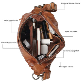Avery Diamond Leather Crossbody Bag: Cognac