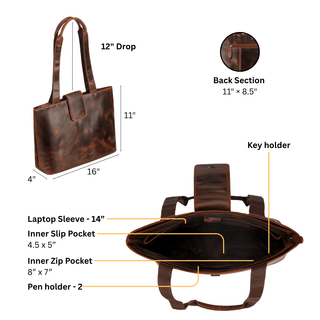 Everett Leather Tote Bag in Chestnut