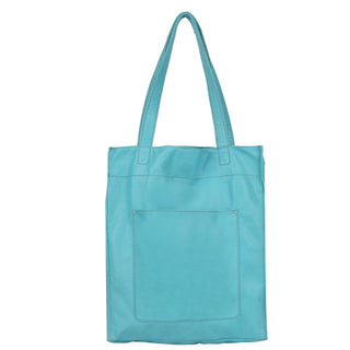 Margie Handcrafted Leather Tote Bag: Turquoise