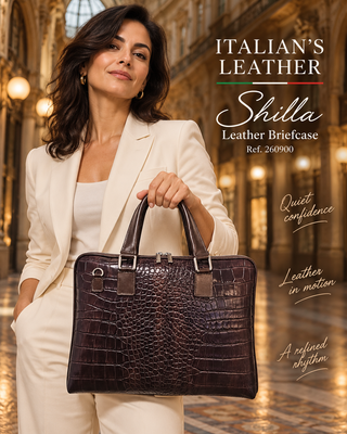 SHILLA - crocodile-embossed: Marron