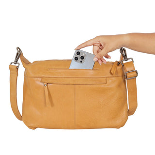 Avery Diamond Leather Crossbody Bag: Cognac