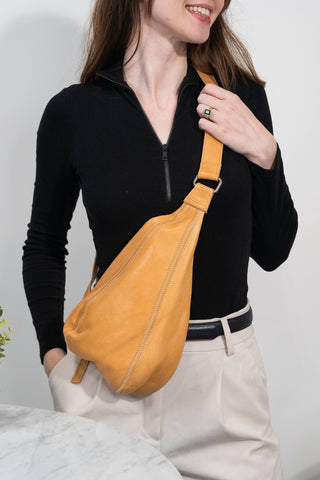Hippie Handcrafted Leather Sling Bags: Camel