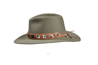 Salvia Green European Hare Hat with Cowhide Band, Size 7 1/2