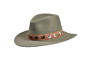 Salvia Green European Hare Hat with Cowhide Band, Size 7 1/2