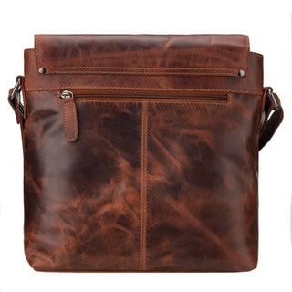 Noah Leather Crossbody Satchel Bag in Chestnut