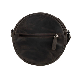 Luna Leather Round Crossbody Bag – Women's – Chestnut, Brown & Hair-On Brown: Brown