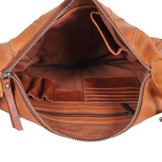 Avery Diamond Leather Crossbody Bag: Cognac