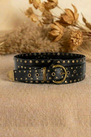 APOLO black leather sash belt