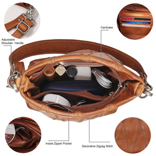 Ivy Diamond Leather Crossbody Bag: Cognac