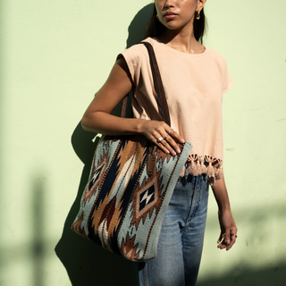 High Desert Wool Bucket Tote–Leather Strap
