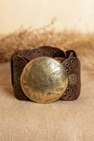 DARK BROWN LEATHER BELT ALPHA WIDE