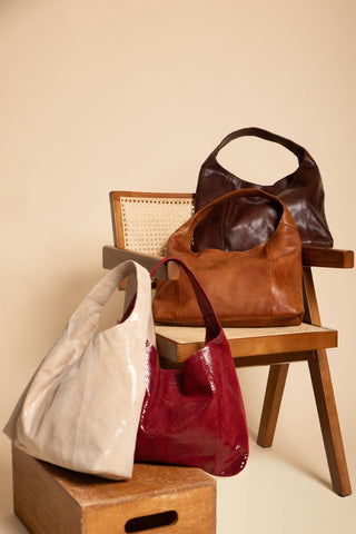 Petite Lindsey Handcrafted Leather Shoulder Bag: Cognac
