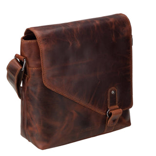 Noah Leather Crossbody Satchel Bag in Chestnut