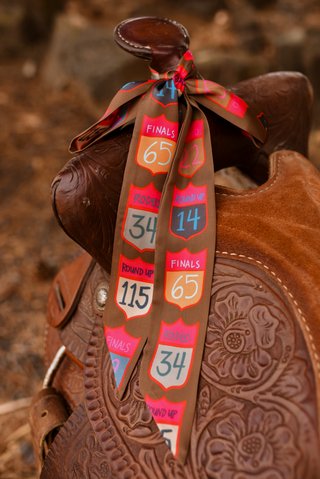 Rodeo Back Numbers Western Twilly Scarf: Cowgirl Rodeo Satin Chiffon Silk Style Scarf