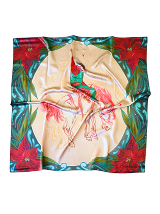 Cowboy Christmas Bronc Holiday Wild Rag | Festive Rodeo Silk Scarf