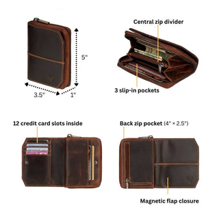 Nora Leather Wallet in Chestnut