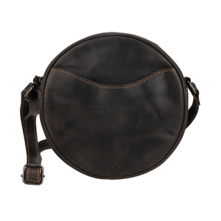Luna Leather Round Crossbody Bag – Women's – Chestnut, Brown & Hair-On Brown: Brown