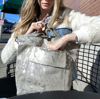 Bianca Handcrafted Leather Tote/Crossbody Bags: Charcoal