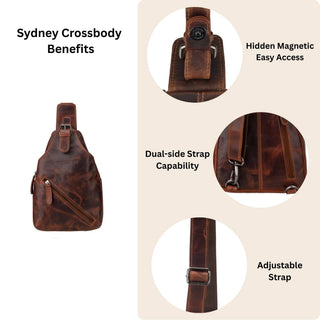 Sydney Leather Crossbody Bag – Unisex – Chestnut