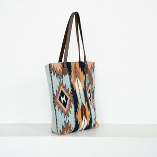 High Desert Wool Bucket Tote–Leather Strap