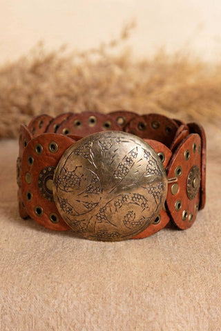 LIGHT BROWN LEATHER BELT NARROW ALPHA