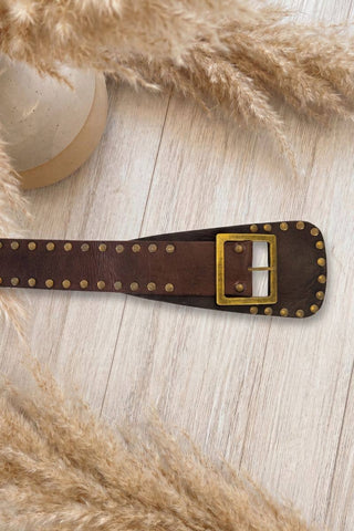 NOX leather sash belt dark brown