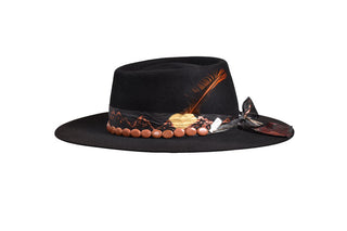 Bolero, Black, Beaver Fur, Size 7 1/8 Sandstone Hatband