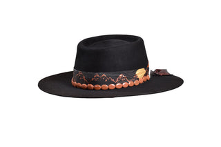 Bolero, Black, Beaver Fur, Size 7 1/8 Sandstone Hatband
