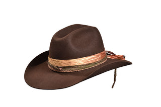 Chocolate European Hare Cowboy Hat – Hand-Painted Silk Band, Size 7 3/8
