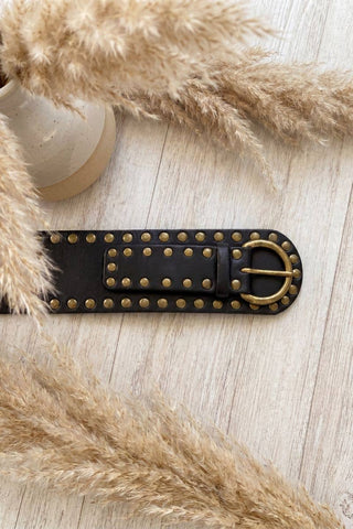 APOLO black leather sash belt