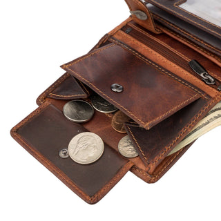 Philip Leather Trifold Wallet for Men in Chestnut