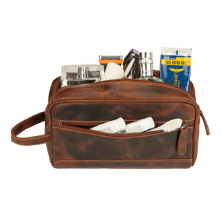 Premium Leather Toiletry Bag for Men – Montana – Chestnut