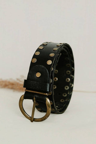 CIRIUS BL LEATHER BELT W/ WIDE STUDS