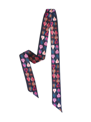Cattle Tags Twilly Scarf in Retro Pink: Western Ranch Cowgirl Silky Scarf