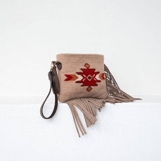 Crisálida Wool Leather Fringe Clutch