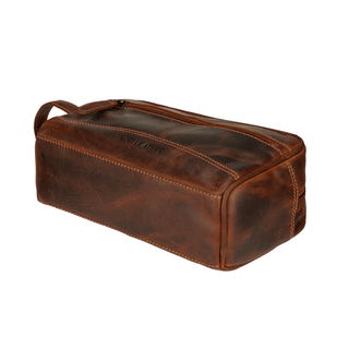 Premium Leather Toiletry Bag for Men – Montana – Chestnut